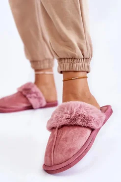 Boto Damskie Klasyczne Papcie Z Futerkiem Różowe Lorines