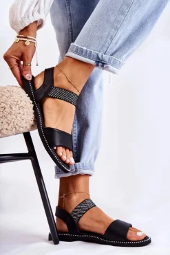 Sandały Płaskie>Evento Damskie Klasyczne Sandały Na Płaskim Obcasie Czarne Catis