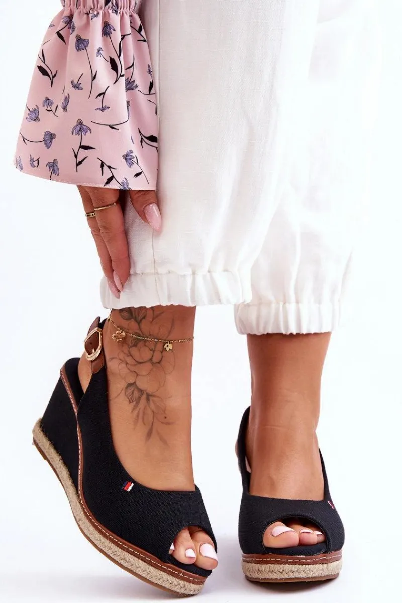 Sandały Na Obcasie|Sandały Na Koturnie>Boto Damskie Klasyczne Sandały Na Koturnie Czarne Katie