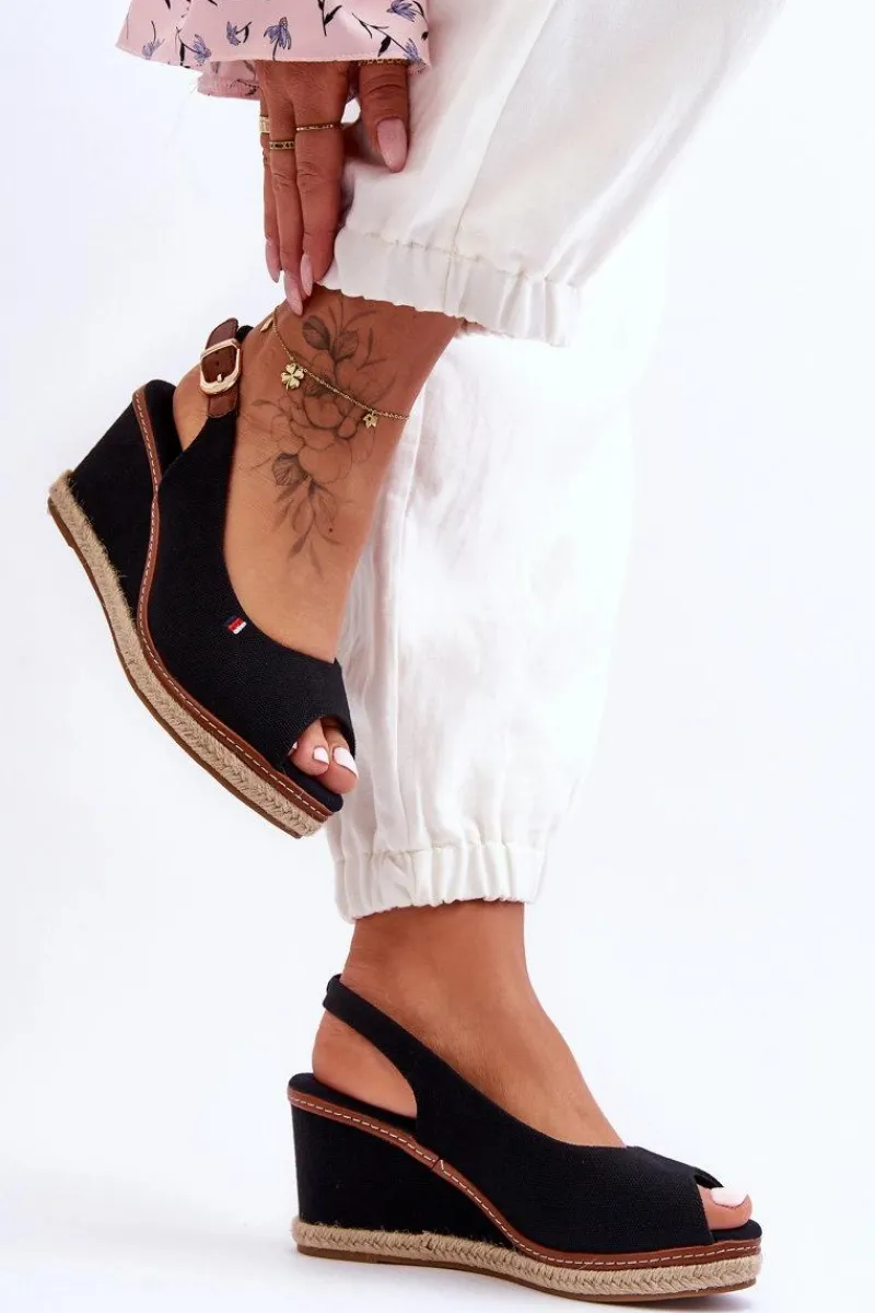 Sandały Na Obcasie|Sandały Na Koturnie>Boto Damskie Klasyczne Sandały Na Koturnie Czarne Katie