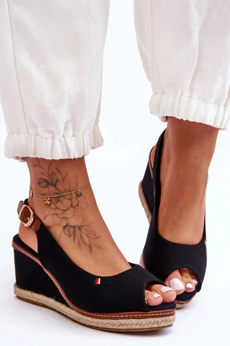 Sandały Na Obcasie|Sandały Na Koturnie>Boto Damskie Klasyczne Sandały Na Koturnie Czarne Katie