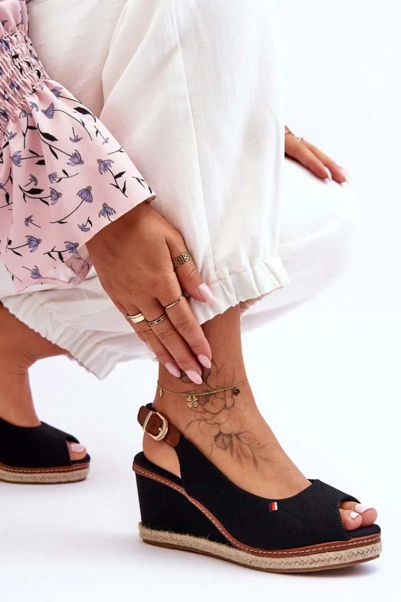 Sandały Na Obcasie|Sandały Na Koturnie>Boto Damskie Klasyczne Sandały Na Koturnie Czarne Katie