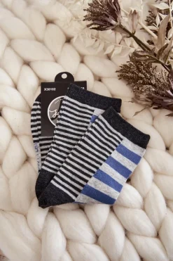 Skarpetki|Skarpetki>Just Play Damskie Klasyczne Skarpety W Pasy I Paseczki Niebieskie