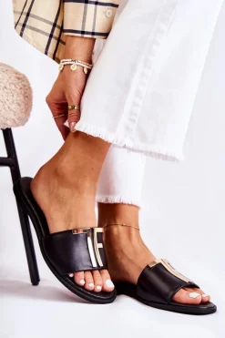 Online Boto Damskie Klasyczne Skórzane Klapki Czarne Adele