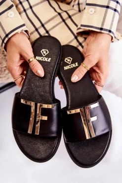 Online Boto Damskie Klasyczne Skórzane Klapki Czarne Adele