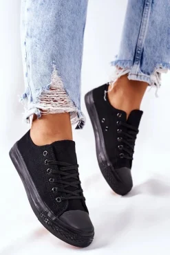 Discount Damskie Klasyczne Trampki Czarne Omerta Damskie Trampki Damskie Niskie