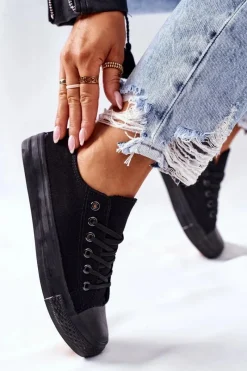 Discount Damskie Klasyczne Trampki Czarne Omerta Damskie Trampki Damskie Niskie