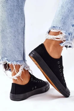 Discount Damskie Klasyczne Trampki Czarne Omerta Damskie Trampki Damskie Niskie