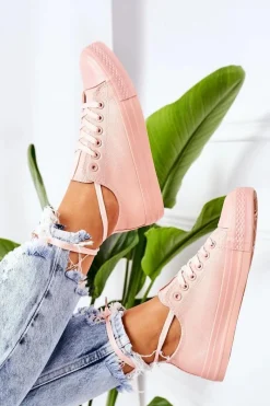 Trampki Damskie Niskie>Evento Damskie Klasyczne Trampki Różowe Ecoma