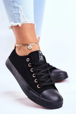 New Damskie Klasyczne Trampki Czarne Ze Złotymi Oczkami Ecoma Damskie Trampki Damskie Niskie