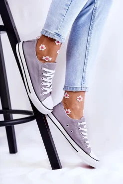 New Boto Damskie Klasyczne Trampki Wiązane Szare Be Mine