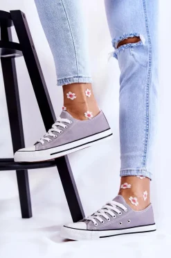 New Boto Damskie Klasyczne Trampki Wiązane Szare Be Mine