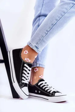 New Damskie Klasyczne Trampki Wiązane Czarne Be Mine Damskie Trampki Damskie Niskie