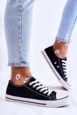 New Damskie Klasyczne Trampki Wiązane Czarne Be Mine Damskie Trampki Damskie Niskie