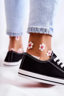 New Damskie Klasyczne Trampki Wiązane Czarne Be Mine Damskie Trampki Damskie Niskie