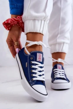 Hot Cross Jeans Damskie Klasyczne Trampki JJ2R4012C Granatowe