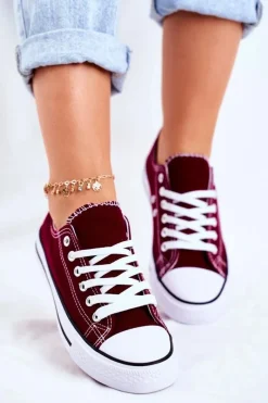 Trampki Damskie Niskie>Boto Damskie Klasyczne Trampki Bordowe Omerta Czerwony