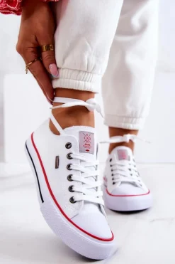 Discount Cross Jeans Damskie Klasyczne Trampki JJ2R4009C Białe