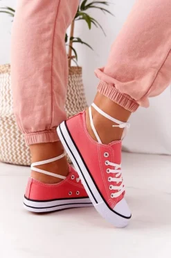 Online Boto Damskie Klasyczne Trampki Koralowe Omerta Czerwony
