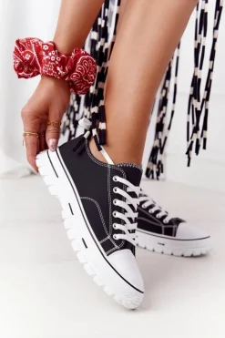 Discount Boto Damskie Klasyczne Trampki Czarne Feeling Good