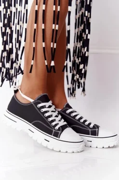 Discount Boto Damskie Klasyczne Trampki Czarne Feeling Good