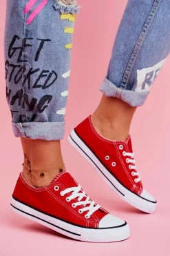 Discount Damskie Klasyczne Trampki Czerwone Omerta Damskie Trampki Damskie Niskie