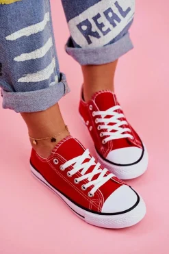 Discount Damskie Klasyczne Trampki Czerwone Omerta Damskie Trampki Damskie Niskie