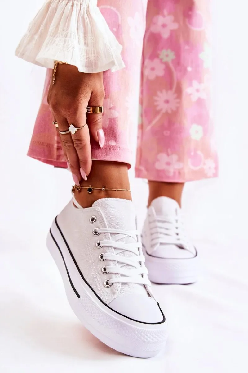 Online Damskie Klasyczne Trampki Na Platformie Białe Conelle Damskie Trampki Damskie Niskie