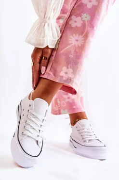 Online Damskie Klasyczne Trampki Na Platformie Białe Conelle Damskie Trampki Damskie Niskie