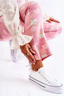 Online Damskie Klasyczne Trampki Na Platformie Białe Conelle Damskie Trampki Damskie Niskie