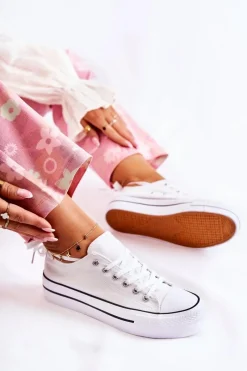 Online Damskie Klasyczne Trampki Na Platformie Białe Conelle Damskie Trampki Damskie Niskie