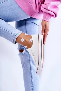 Trampki Damskie Niskie>Boto Damskie Klasyczne Trampki Wiązane Białe Be Mine