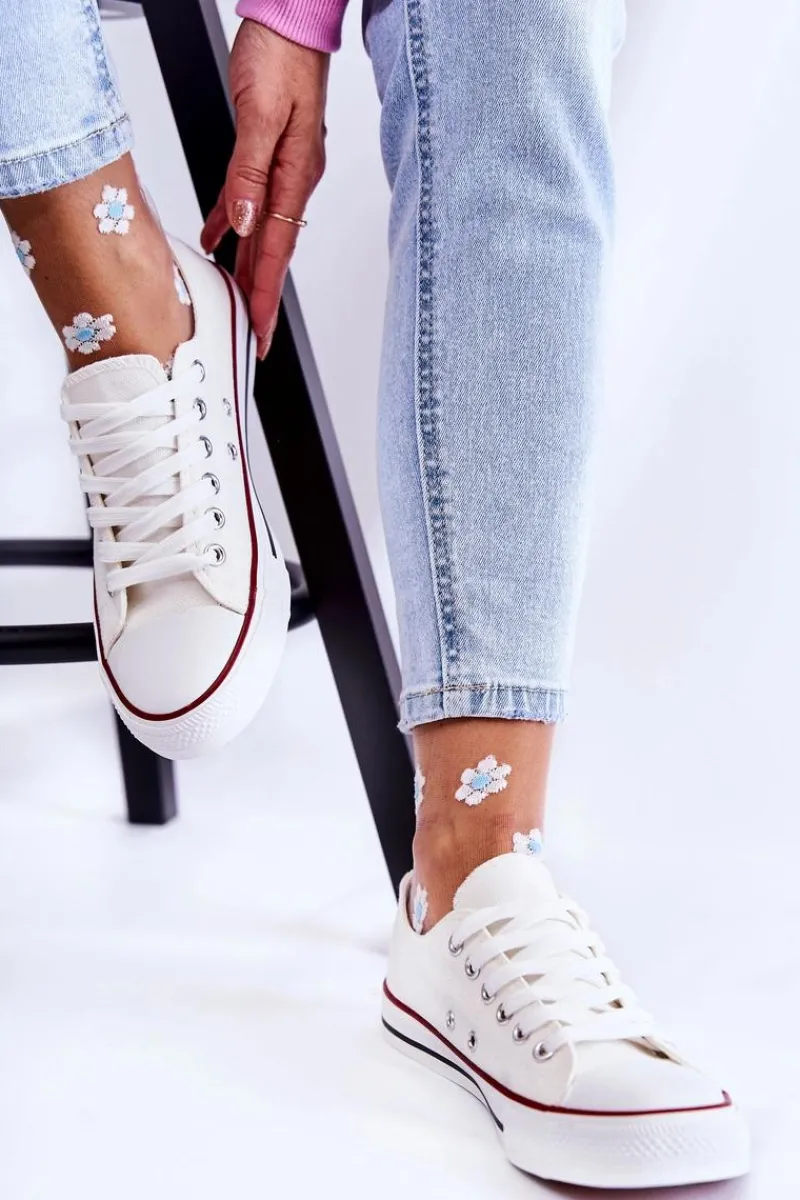 Trampki Damskie Niskie>Boto Damskie Klasyczne Trampki Wiązane Białe Be Mine