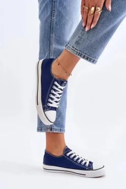 Hot Boto Damskie Klasyczne Trampki Granatowe Ecoma Niebieski