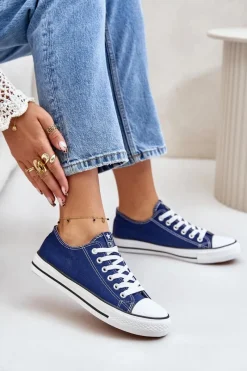 Hot Boto Damskie Klasyczne Trampki Granatowe Ecoma Niebieski