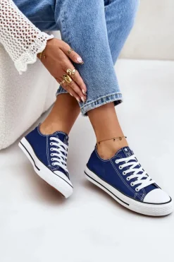 Hot Boto Damskie Klasyczne Trampki Granatowe Ecoma Niebieski