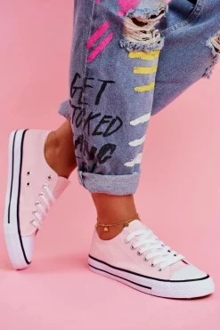 Outlet Boto Damskie Klasyczne Trampki Różowe Omerta Różowy