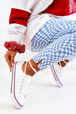 Online Damskie Klasyczne Trampki Białe Z Czerwonym Paskiem Omerta Damskie Trampki Damskie Niskie