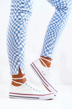 Online Damskie Klasyczne Trampki Białe Z Czerwonym Paskiem Omerta Damskie Trampki Damskie Niskie