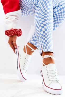 Online Damskie Klasyczne Trampki Białe Z Czerwonym Paskiem Omerta Damskie Trampki Damskie Niskie