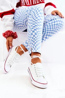 Online Damskie Klasyczne Trampki Białe Z Czerwonym Paskiem Omerta Damskie Trampki Damskie Niskie