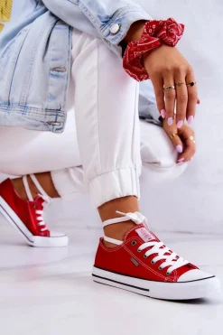 Online Damskie Klasyczne Trampki JJ2R4010C Czerwone Damskie Trampki Damskie Cross Jeans|Trampki Damskie Niskie