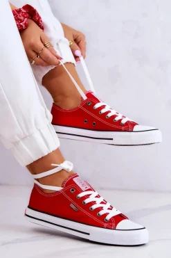 Online Damskie Klasyczne Trampki JJ2R4010C Czerwone Damskie Trampki Damskie Cross Jeans|Trampki Damskie Niskie