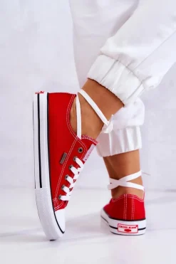 Online Damskie Klasyczne Trampki JJ2R4010C Czerwone Damskie Trampki Damskie Cross Jeans|Trampki Damskie Niskie