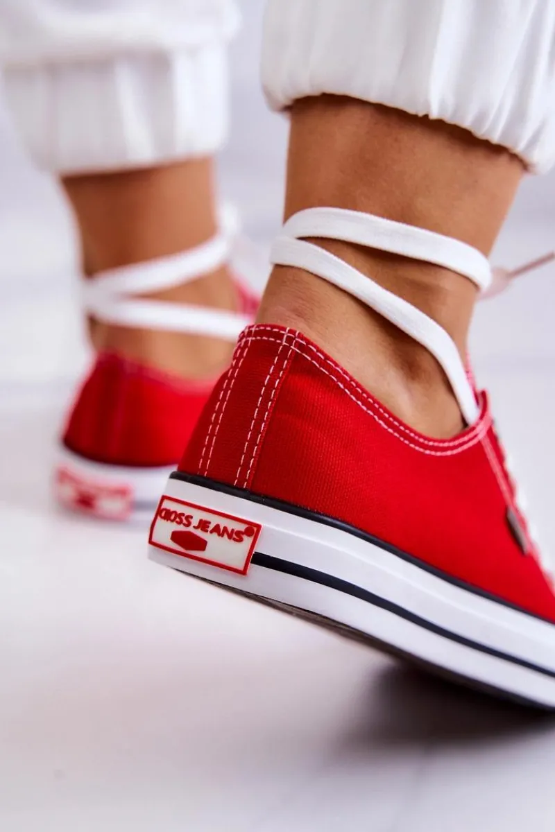 Online Damskie Klasyczne Trampki JJ2R4010C Czerwone Damskie Trampki Damskie Cross Jeans|Trampki Damskie Niskie
