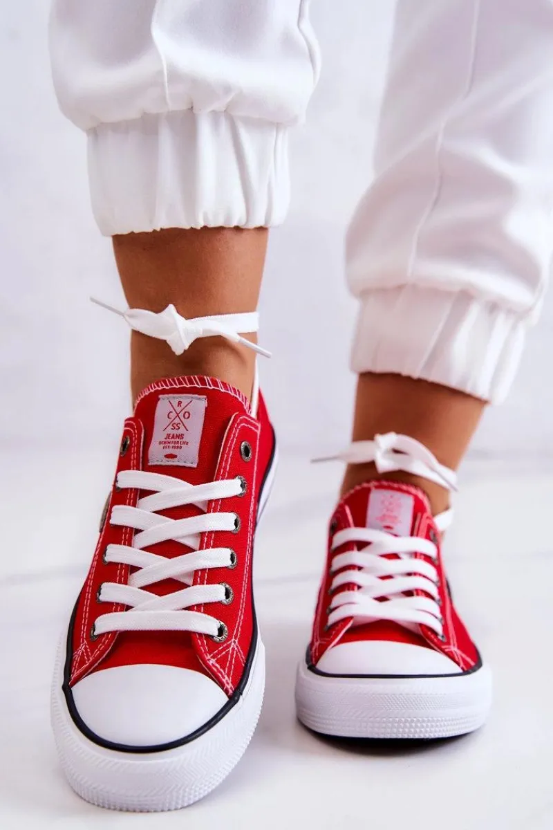 Online Damskie Klasyczne Trampki JJ2R4010C Czerwone Damskie Trampki Damskie Cross Jeans|Trampki Damskie Niskie