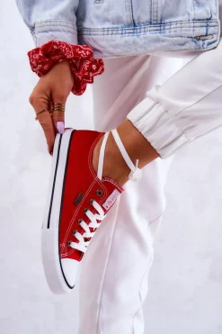 Online Damskie Klasyczne Trampki JJ2R4010C Czerwone Damskie Trampki Damskie Cross Jeans|Trampki Damskie Niskie