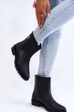 Best Boto Damskie Klasyczne Wsuwane Kalosze Czarne Floriana