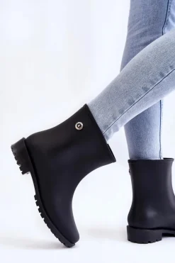 Best Boto Damskie Klasyczne Wsuwane Kalosze Czarne Floriana