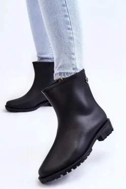 Best Boto Damskie Klasyczne Wsuwane Kalosze Czarne Floriana
